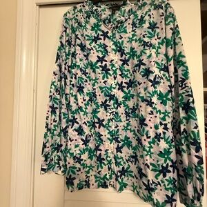 Talbots Floral Blouse in Green, pink,  and Blue